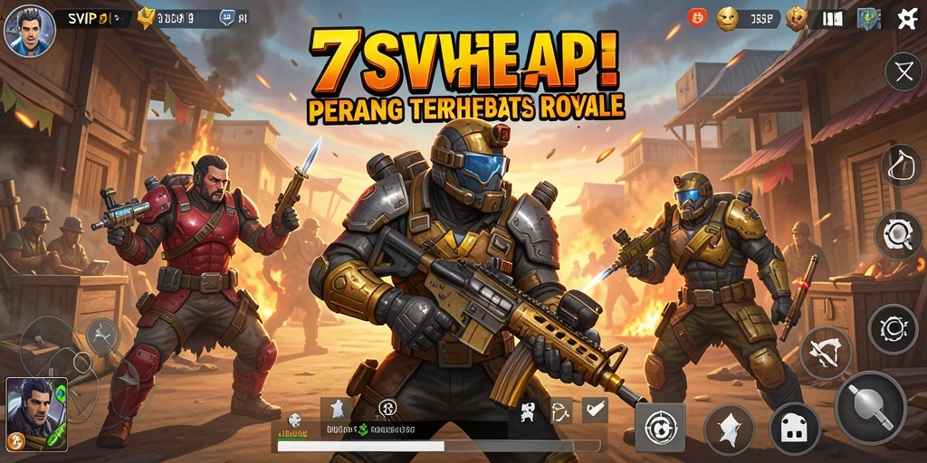Screenshot 7SVIP menampilkan aksi seru di medan perang Battle Royale.