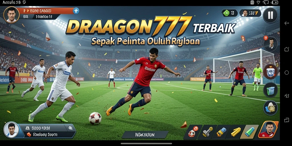 Screenshot utama DRAGON777 menampilkan pertandingan sepak bola yang seru.
