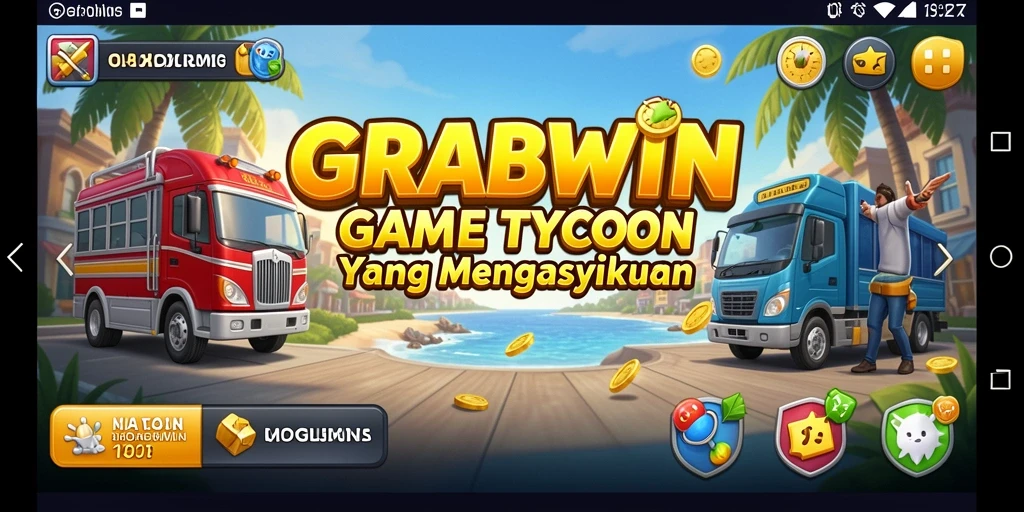 Screenshot gameplay GRABWIN yang menunjukkan dinamika bisnis Tycoon.