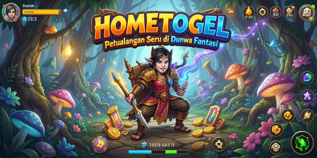 Screenshot gameplay HOMETOGEL yang menampilkan petualangan seru di dunia fantasi.