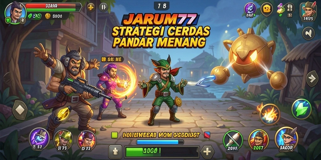 Tampilan gameplay JARUM77 dengan berbagai elemen strategi yang kompleks.