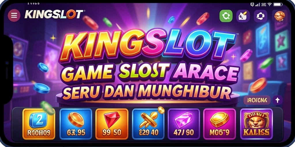 Screenshot KINGSLOT menunjukkan gameplay slot yang mendebarkan dan penuh warna.