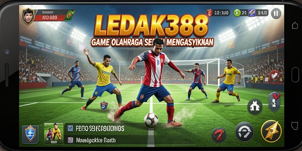 Tangkapan layar menunjukkan momen seru dalam permainan LEDAK388 dengan aksi olahraga yang menegangkan.