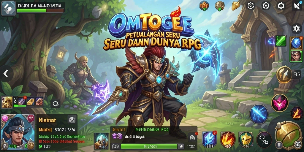 Tangkapan layar menampilkan karakter utama dalam misi pertempuran RPG yang epik.