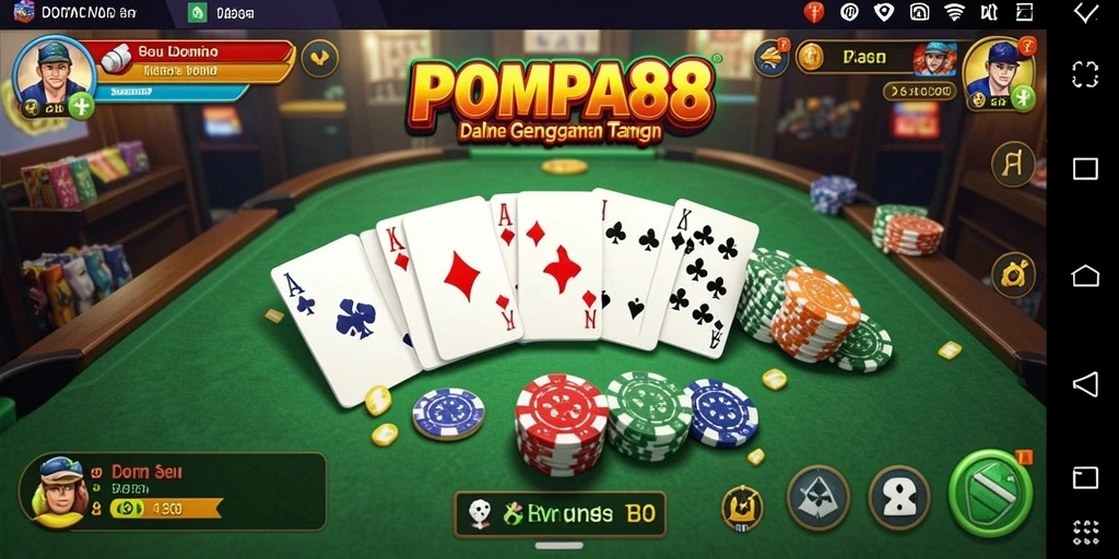 Tampilan menarik dari gameplay POMPA88 yang penuh aksi domino.