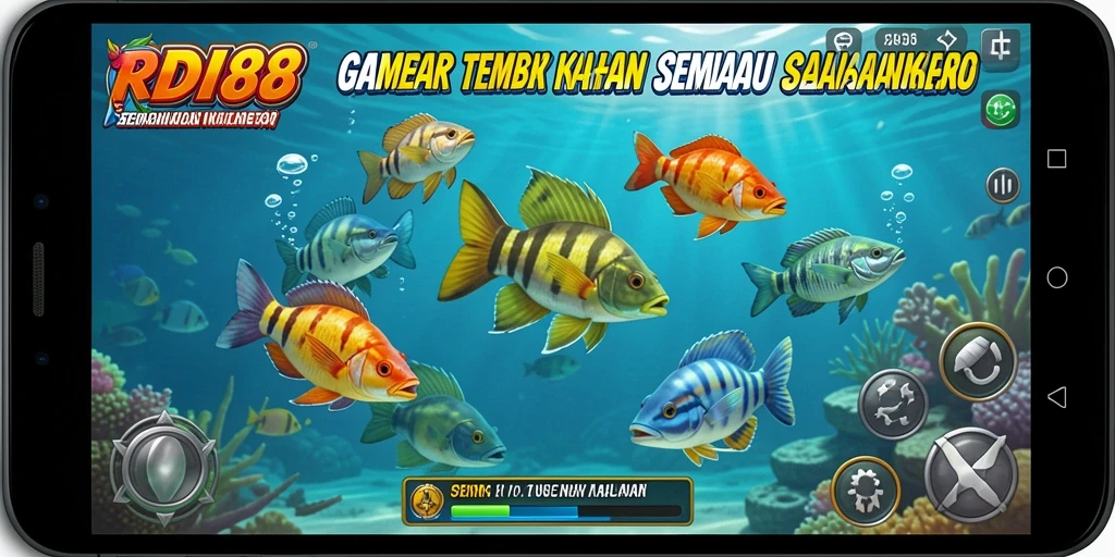 Tampilan gameplay seru di RDI88 yang menampilkan aksi menembak ikan.