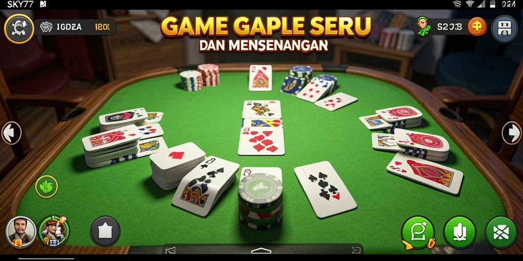 Screenshot utama dari gameplay Gaple di SKY77 yang seru.