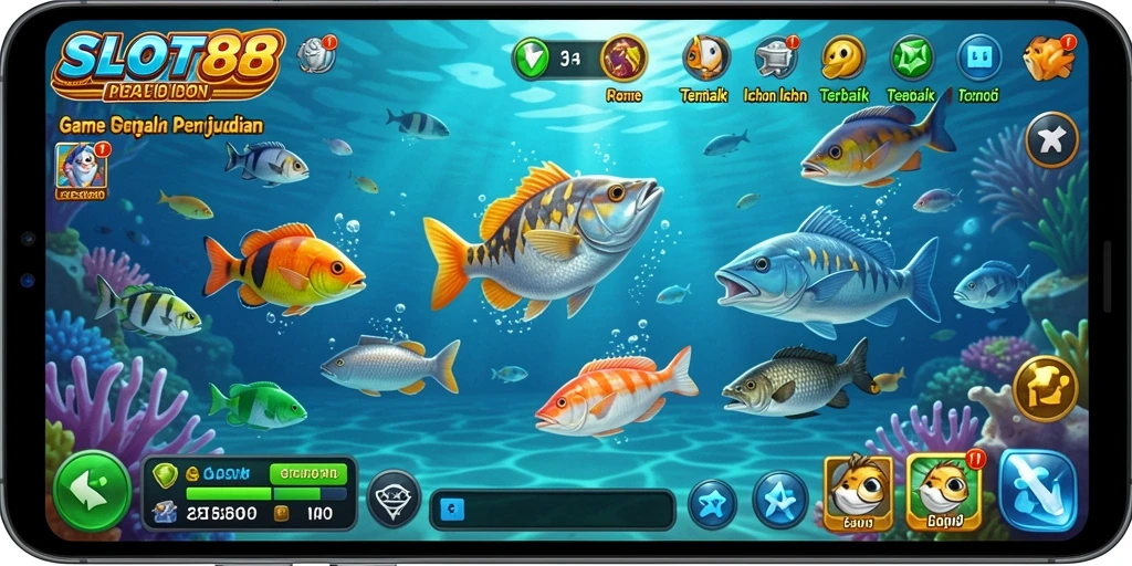 Tampilan screenshot SLOT88 menunjukkan aksi seru game Tembak Ikan.