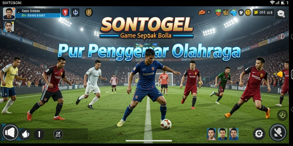 Tampilan gameplay <strong>SONTOGEL</strong> dengan aksi di lapangan sepak bola.
